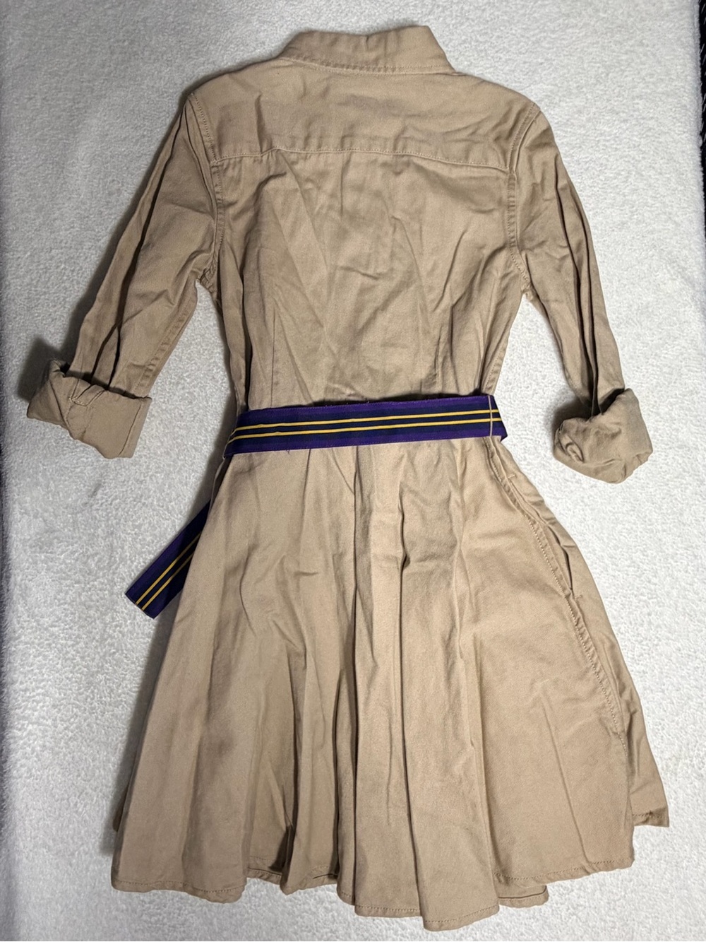 Polo Ralph Lauren Girls Belted Chino Shirtdress Khaki Size 6 - Picture 5 of 7